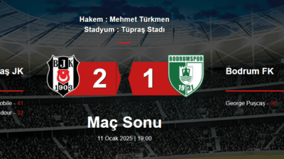 Süper Lig'in 19. haftasında Beşiktaş, evinde Bodrum Spor'u ağırladı. Heyecan