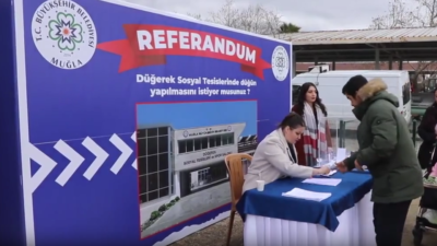 Düğerek Mahallesi'nde Muğla Büyükşehir Belediyesi tarafından düzenlenen referandumda, sosyal tesislerde