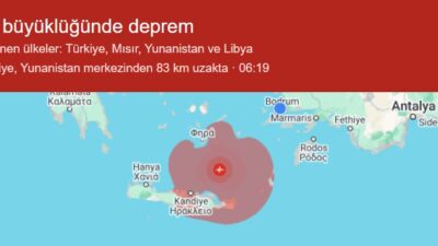 Ege Denizi’nde bu sabah saat 06.19’da meydana gelen 6 büyüklüğündeki