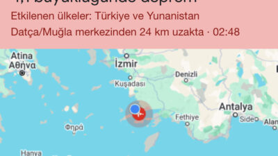 Bodrum’da bu gece saatlerinde 4.1 büyüklüğünde bir deprem meydana geldi.