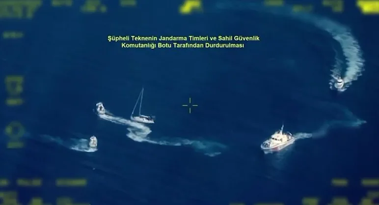 Muğla açıklarında gerçekleştirilen Jandarma İnsansız Hava Aracı (JİHA) destekli deniz