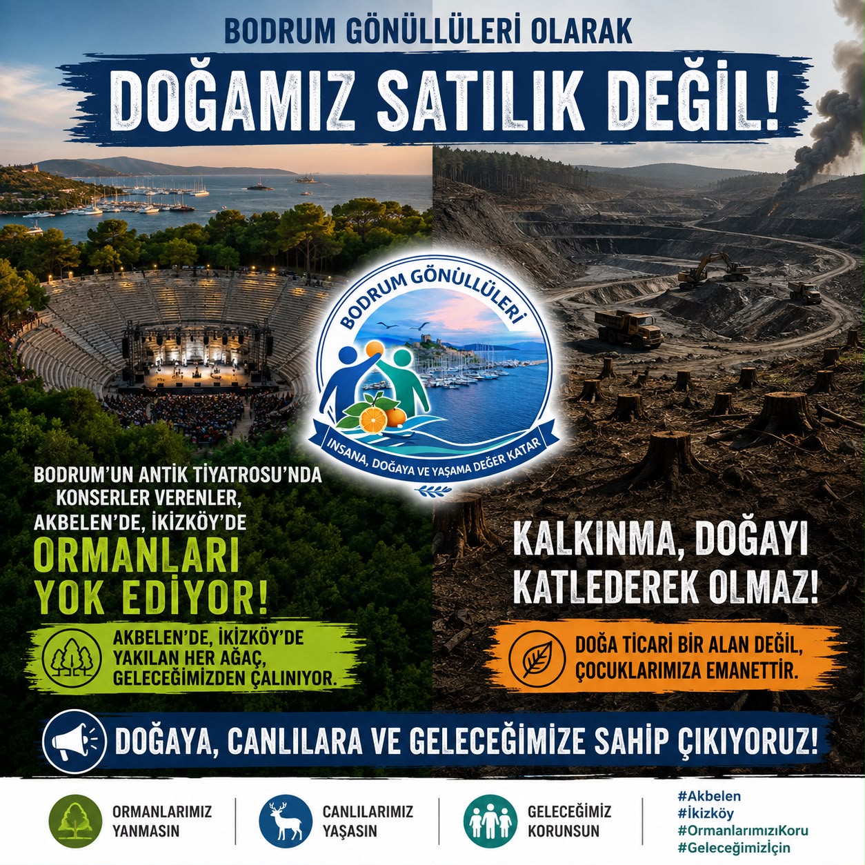 Bodrum Gönüllüleri, Limak'ın konserini ormanların yok edilmesine tepki olarak sorguladı.