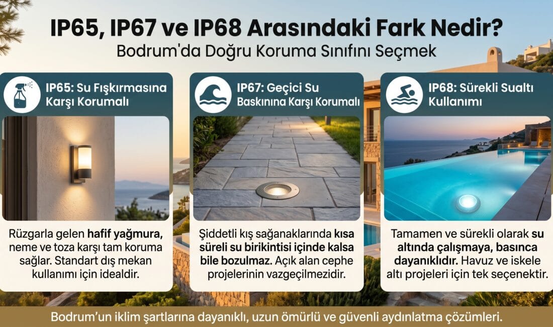Villa bahçesinde, teras kenarında veya havuz içinde kullanılacak bir aydınlatma